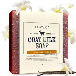Handmade Goat Milk Soap Bars with Organic Shea Butter - 5oz Moroccan Vanilla Scent Made in USA Body Care Comfort