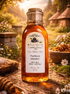 The Armored Kingdom Tupelo Honey Bottle 8oz Pure Natural Small Batch Golden Rarity of the South Floral Flavor Sweet Flavor Sweet