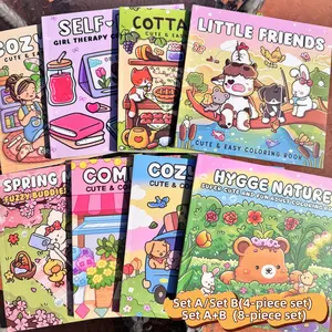 4-Piece or 8-Piece Themed Coloring Books Set, High-Quality Cute Art Books with Various Patterns, Perfect for Daily Relaxation and Holiday Gifts
