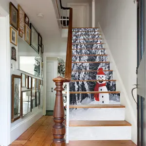 Snowman Pattern Stair Sticker, 13pcs/set Waterproof Self-adhesive Wall Sticker, Removable Wall Decal for Home Staircase Decor
