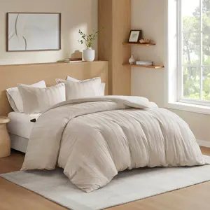 510 Design Queen Logan Woven Striped Duvet Cover Set Ivory