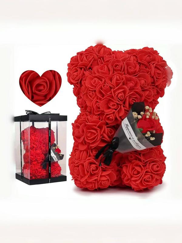 Handmade Eternal Flower Rose Teddy Bear Gift Box, Ideal for Couples, Valentine's Day, Anniversary, Birthday, Halloween, Christmas