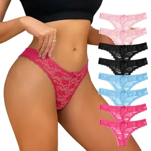 HOTCOM Women’s Sheer Floral Lace Thong – Breathable Sexy Panties, Soft Everyday Basic Lingerie, Feminine Fit Womenswear Essential