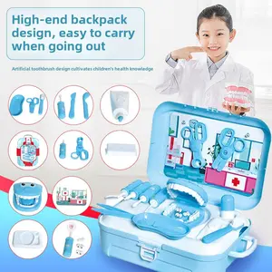 Children's Pretend Play Doctor Toy Realistic Teeth Dentist Toy Backpack Storage Box 2-in-1