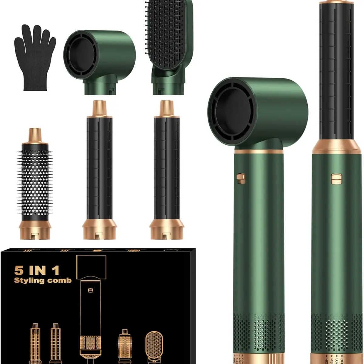 Traditional 5-in-1 Negative Ion Blow Dryer Brush Set, Upgrade Hot Air Styler for Straightening, Curling, Drying & Smoothing, Personal Care Hair Styling Tool Ideal as a Gift
