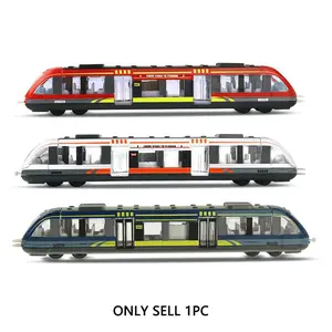 Alloy Metal 1:55 Scale Pull Back Light Rail Train Car Model Toy, Realistic High-Speed Railway City Traffic Playset Gift for Kids Age Range Styles
