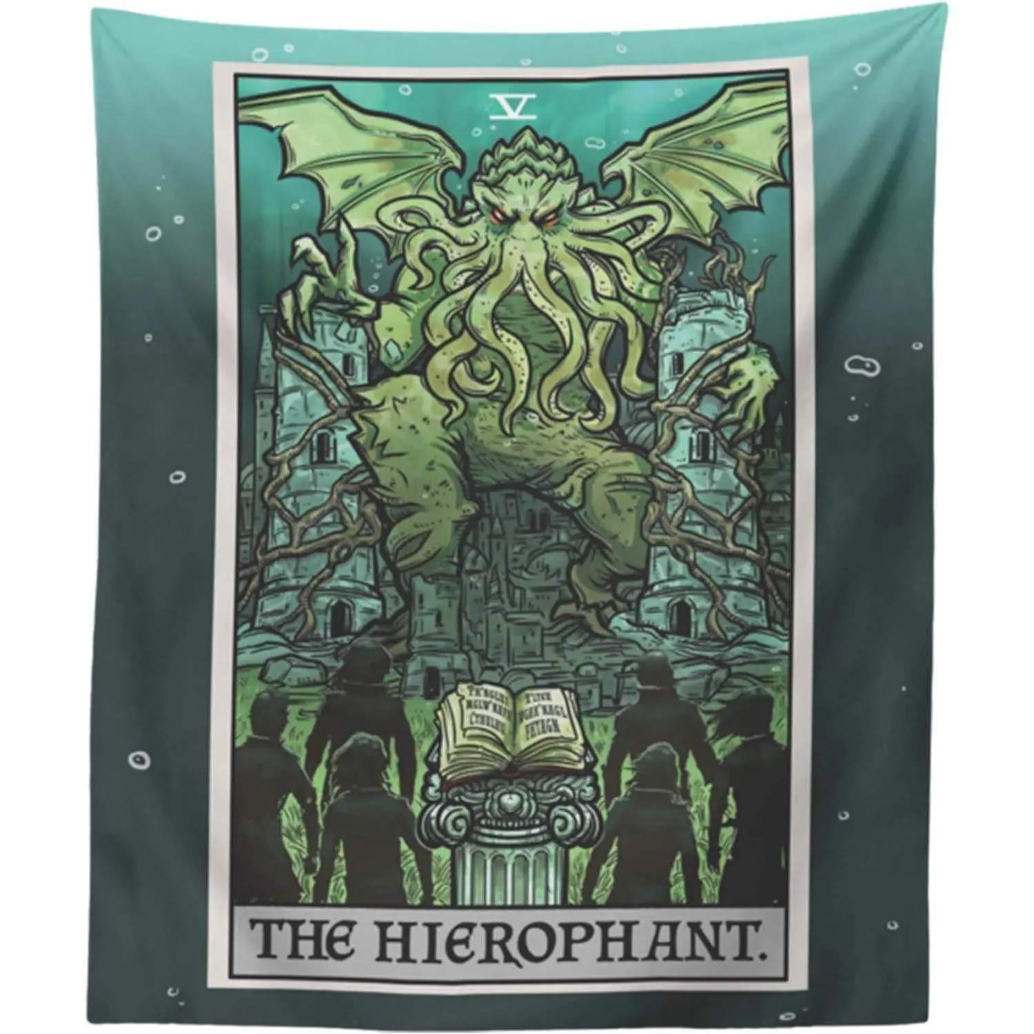 Cthulhu The Hierophant Tarot Card Tapestry Wall Hanging H.P. Horror Home Decor Halloween Wall Art . Multiple sizes are available for selection.