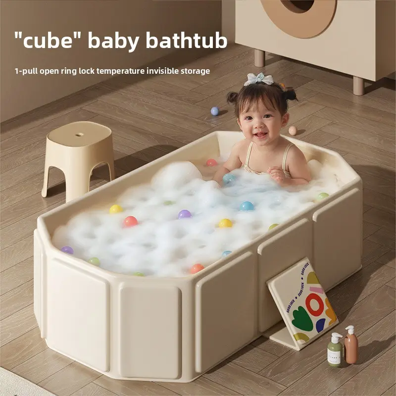Baby Bath Tub, No Installation Needed, Foldable, Portable Bathtub, Home, Spacious Small Swimming Pool, Five-Layer Thickened, Suitable for 0-5 Year Old Babies for Bathing, Playing, and Health Care
