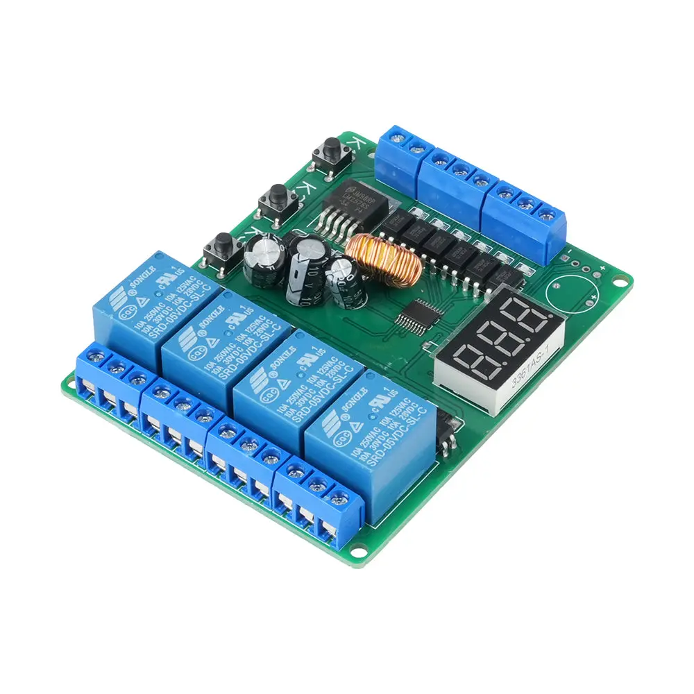 4-Channel Programmable Relay Module 6-24V DC Trigger Delay Timer & Motor Reversing Controller