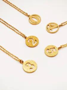 Fashionable Women's Gold Necklace Pendant Number Round - Elegant Gold Necklace with Round Pendants for Women