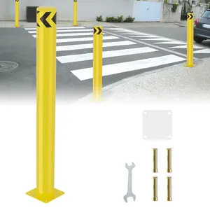 Nilight Safety Bollard, 48 inches Height Steel Bollard Post High High Visibility, 1 Pack