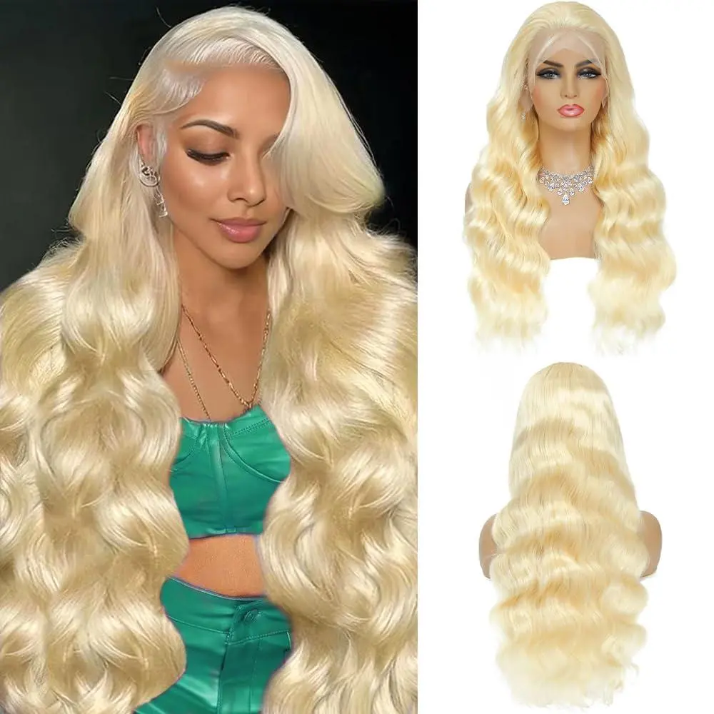summervibes 613 13x4 Lace Front Wig Human Hair 180 Density HD Body Wave Blonde Lace Front Wigs Human Hair 613 ice cream girl wig Pre Plucked Lace Frontal Wig 13x4 Blonde Wig Human Hair