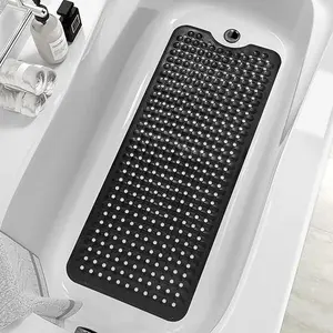 Shower and Bathtub Mats 40x16 Ich Extra Large Non-slip Soft Bath Tub Mat with Suction Cups and Drain Holes, Machine Washable and Anti Slip Bathmats Cover
