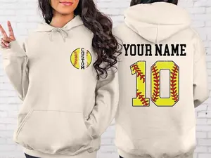Custom Softball Sweatshirt & Hoodie, Number And Name Personalized Game Day Crewneck Sweater
