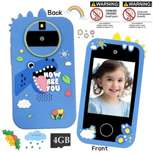 Kids Phone, Multi-Function Timer Alarm, 1080P HD Video, Anti-Drop Silicone Cover, Parental Control for Children，800mAh Rechargeable Kids Phone