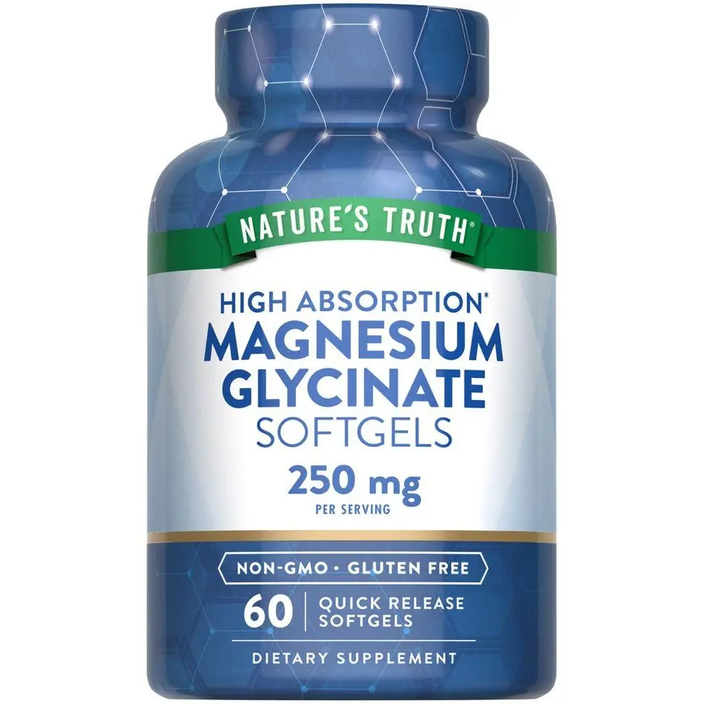 Nature's Truth Magnesium Glycinate 250 mg - 60 Softgels - High Absorption - Non-GMO & Gluten Free Supplement