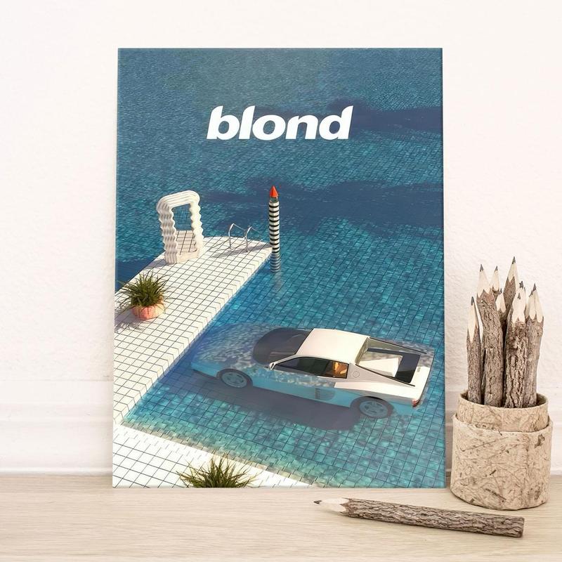 Car & Pool Pattern Canvas Painting with Frame, Modern Art Poster, Wall Art Decorative Painting for Home Living Room Office Bedroom, Artwork