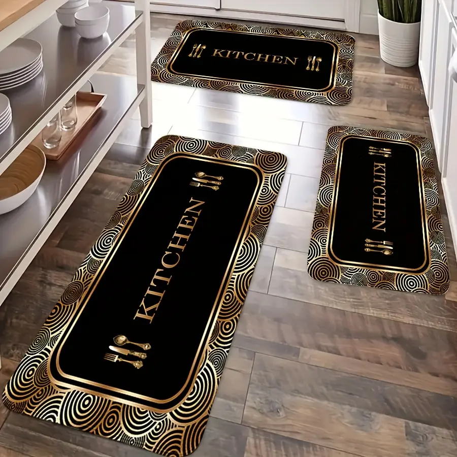2/3pcs Comfort Standing Kitchen Mat Set - High-Quality, Easy to Clean Non-Slip, Suitable for Home, Office, Laundry Room Wear-Resistant Machine Washable 10mm Thickness