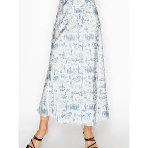 Silky Satin Western Print Skirt