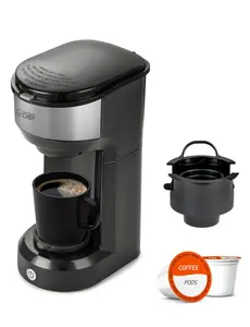 Commercial Chef Single Serve Coffee Maker, Compatible with Coffee Pods, Includes Reusable Filter, 13-Ounce Water Tank, One Touch Button for Brewing, CHCM1B, Black