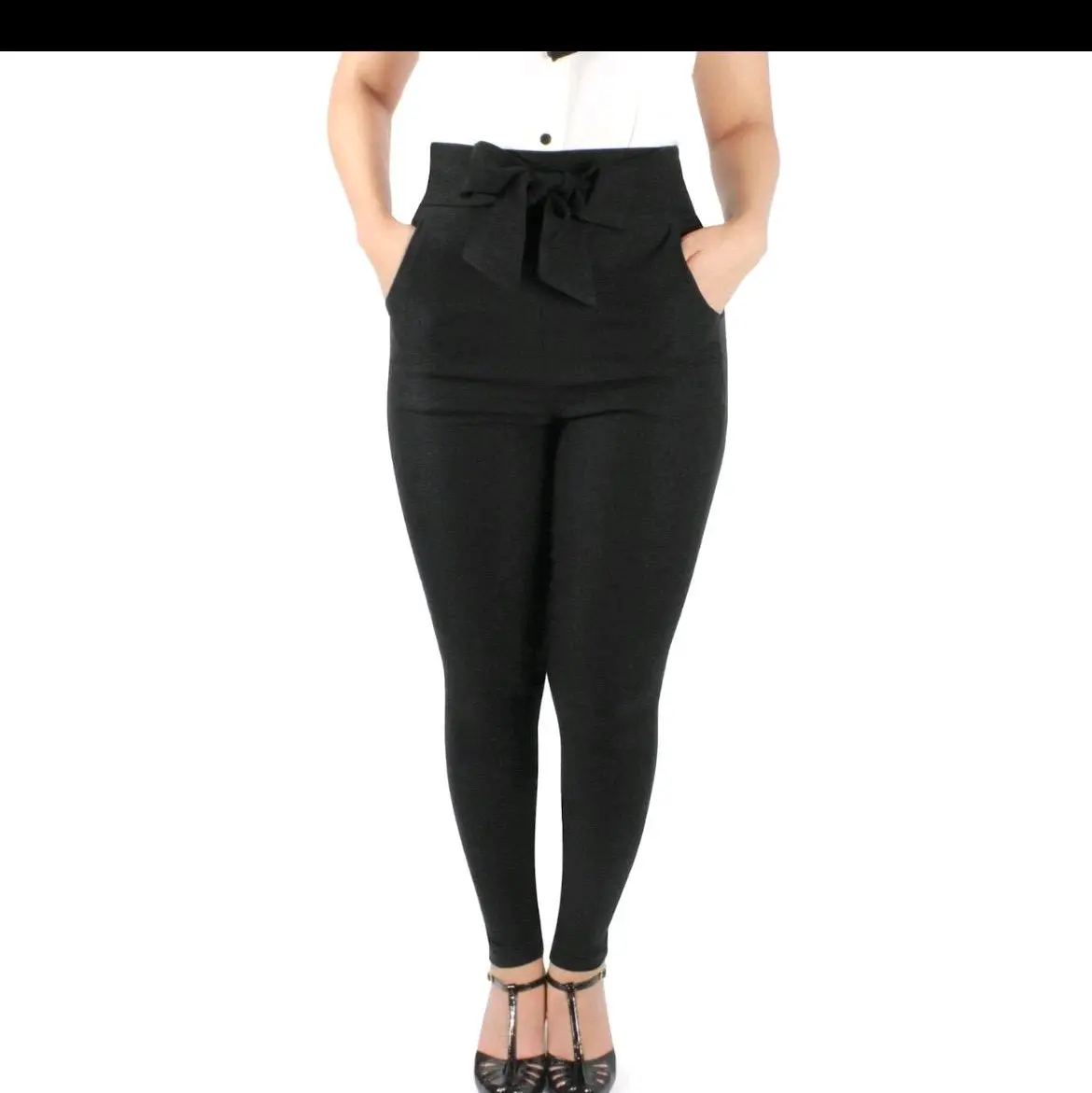 Pin Up Pants, Tie Waist Black Cigarette Pants XS-3XL