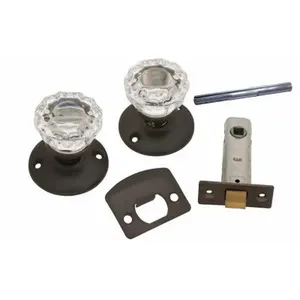 212 MAIN Belwith Products 214590 Vintage Bronze Passage Door Latch Set with Glass Doorknob