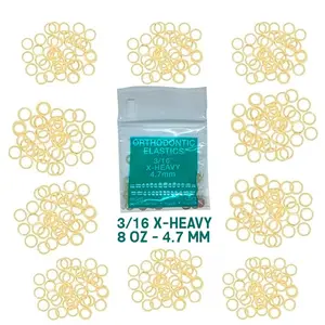 Braces elastics   Extra Heavy Orthodontic Intraoral Elastics 10 Pack x 100pcs 3/16" 8 oz 4.7mm Surgical Latex for Class II III Vertical Front Cross Orthodontics Made in USA Correction Tools Stainless Wire Brace Teeth Braces