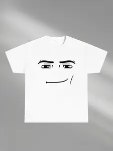 Roblox Man Face Round Neck T-Shirt, Meme Shirt, funny shirt, Gift for Gamers , Classic vintage Casual Graphic Fitted Print T-shirt collection, Crewneck