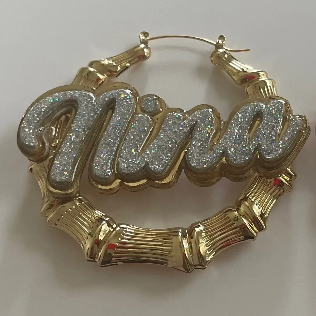 Small bamboo name earrings