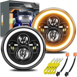 7 Inch LED Headlight Round H6024 High Low Beam, Turn Signal DRL for Jeep Wrangler Chevy Ford Nissan Hummer, DOT Approved