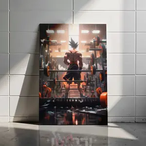Goku Gym Poster, DBZ Anime Wall Art Aesthetic Print, Fitness Motivation Room Decor, Cuadro Anime (No Framed)