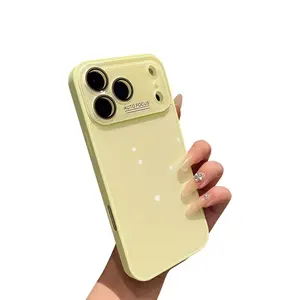 Luxury Crystal Texture Phone Case with Camera Lens Protector, Soft Skin-Feel Slim Shockproof PC Cover for iPhone 17/16/15/14/13 Pro Max