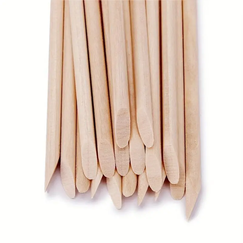 100Pcs Nail Art Orange Wood Stick Cuticle Pusher Remover Pedicure Tool Double Ended Sticks For Manicure