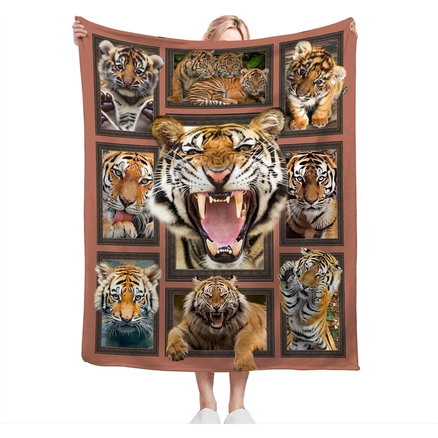 Tiger Blanket Fleece Soft Warm Plush Wild Animal Throw Blanket Lightweight Plush Fuzzy Cozy Mexican Tigers Blankets for Lover Kids Adult Suitable for Couch Sofa Bed 50"X40"