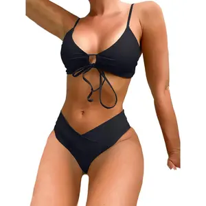 Women's High Cut String Triangle Bikini Set Swimsuits Sexy Bathing Suits 2 Piece