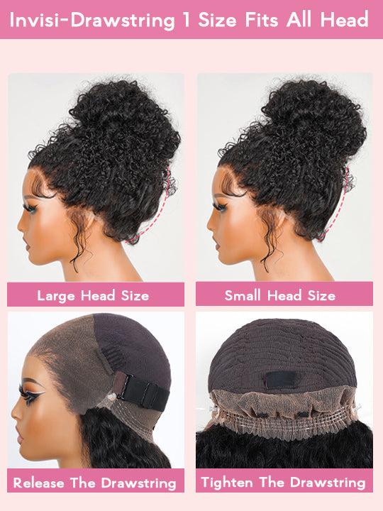 Female Human Hair 360 Lace No Glue Fluffy Wave Wig, Brown Balayage Highlights, 180% Density, Pre-Cut HD Skin Lace, Invisible Adjustable Strap Fit, Length 22 Inch, Daily Wear