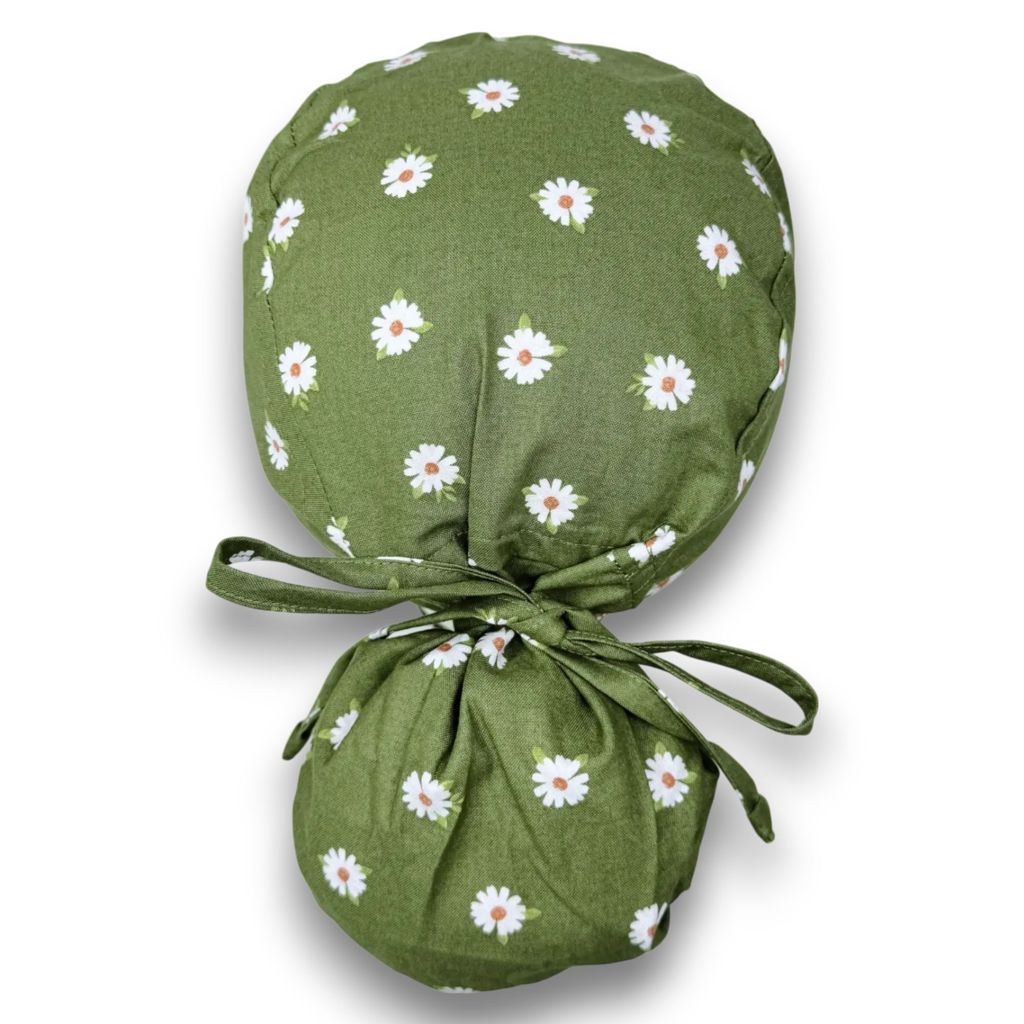 Daisy Ponytail scrub cap for women with satin lined option by Paradise Caps.