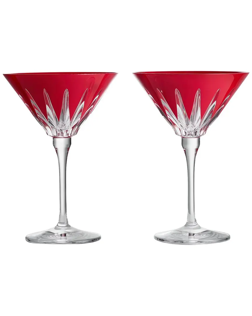 Waterford Set of 2 Fireworks Red Martini Glasses Waterford Set of 2 Fireworks Red Martini Glasses