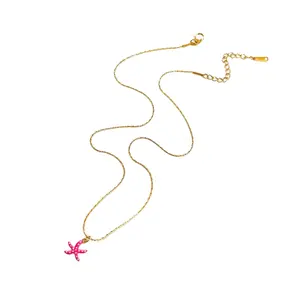 Sea Star Stainless Steel Necklace Wear Resistant Adjustable Chain Casual Gift
