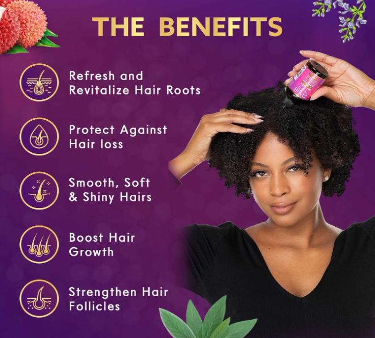 Blaq Luxury Hair Repair & Strengthening Serum With Biotin, Lychee & Sage, Essential Oils for Treating Split Ends and Dry Scalp, Non-Greasy Formula, 4oz