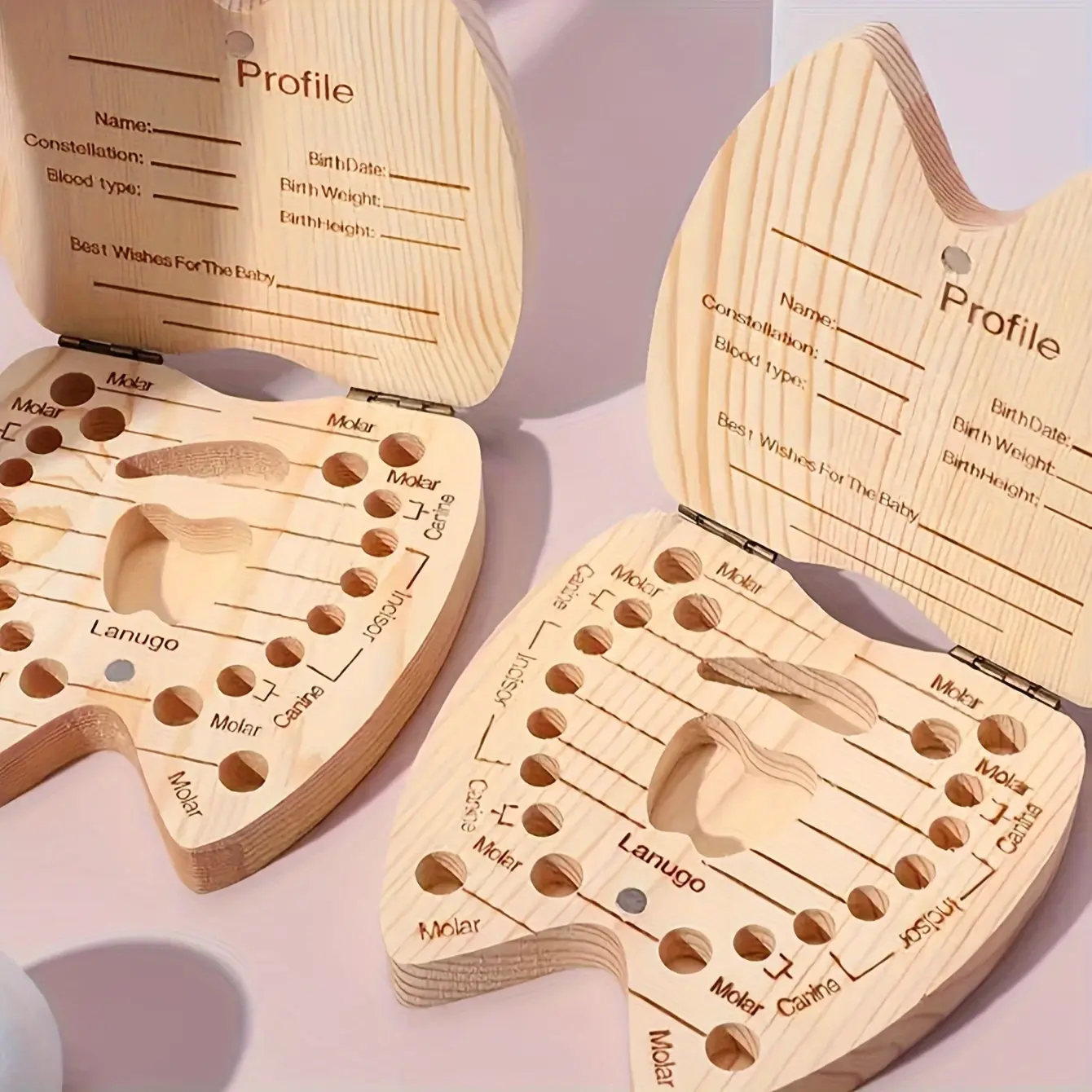 Modern Heart-Shaped Wooden Tooth Fairy Treasure Keepsake Box, Hexagonal Cloud Design, Snap Closure, Home Organizer Storage Box for Precious Mementos, Organiser