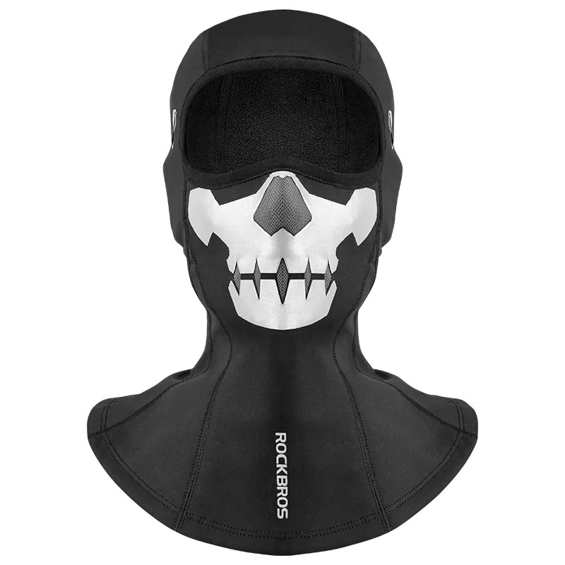 ROCKBROS Full Face Balaclava Ski Mask - Winter Fleece Hood Face Cover, Skull Design, Water-Resistant, Comfortable, Helmet-Compatible for Skiing, Cycling