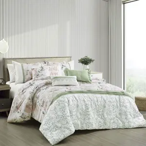 Luxury 7-Piece Comforter Set - Exquisite Embroidery and Printed Floral Patterns, Soft Microfiber, Breathable, Easy to Care for, Includes Queen & King & Cal-King Sizes