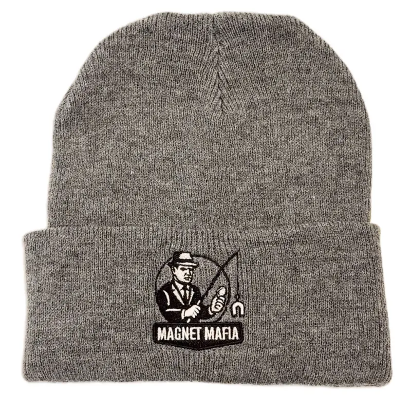 Magnet Mafia Signature Beanie - Asphalt Gray Knit Hat with Embroidered Logo for Men and Women