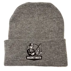 Magnet Mafia Signature Beanie - Asphalt Gray Knit Hat with Embroidered Logo for Men and Women