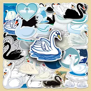 Swan Pattern Sticker, 100pcs/set Cartoon Animal Decorative Sticker, DIY Decals for Water Bottle, Laptop, Phone Case, Scrapbooking, Journal Making