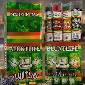 Blunt Life Jumbo Incense Sticks with Wooden Holder 19" Hand-Dipped Long-Lasting Aromatic Fragrance Assorted Scents for Home Meditation Relaxation Made in USA
