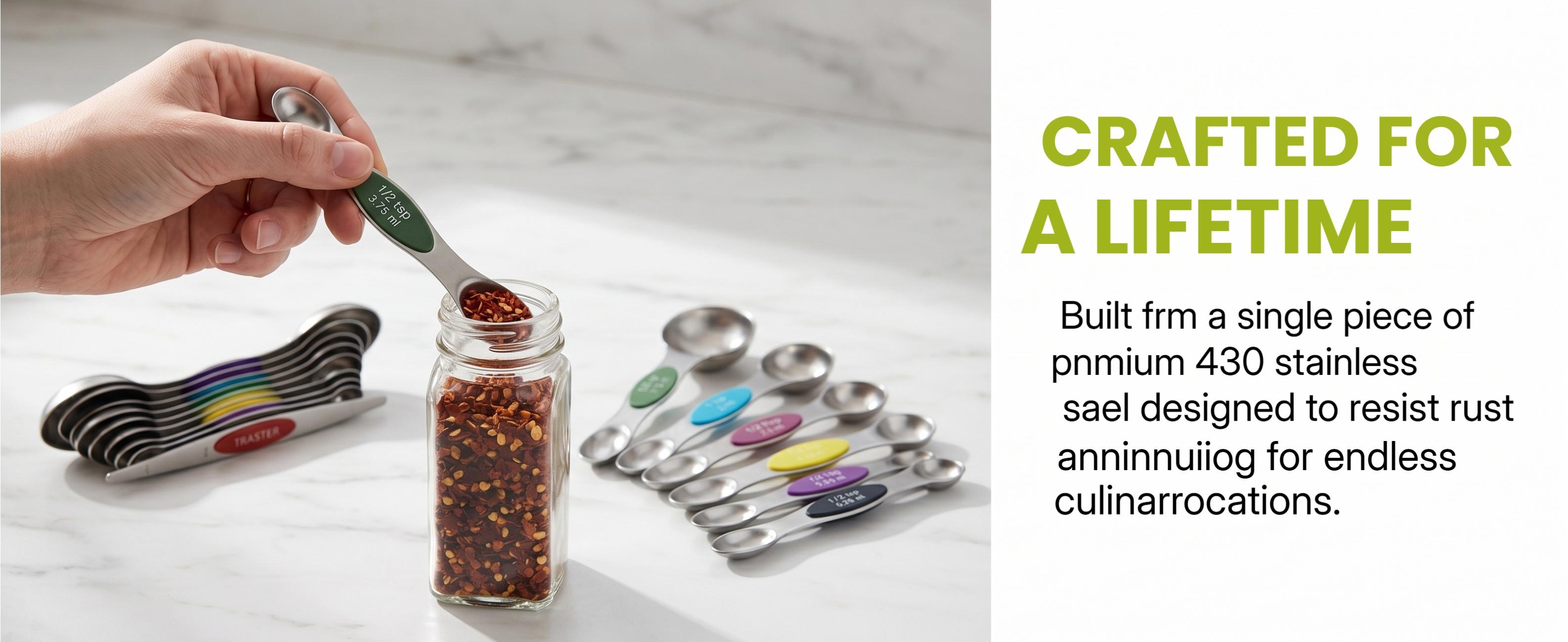 Colorful Magnetic Measuring Spoons (9-Piece) – Stackable Double Sided Stainless Steel Set with Leveler, Modern Kitchen Gadgets for Precise Baking