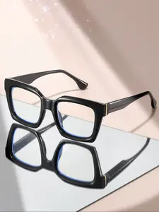 Unisex Square Anti-Blue Light Glasses, Vintage Design, Alloy Accents, Fashion Flat Lenses, Casual Style, All Seasons, Stylish Square Frames, Square Frame Eyewear