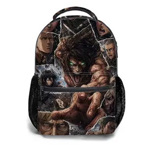 Men's and women's backpacksStudent Schoolbag Childrens Schoolbag High Quality Schoolbag Gift For Anime Attack On Titan Collage Art Print Durable Polyester Fabric With Mesh Side Pockets For Teens Students Daily Use